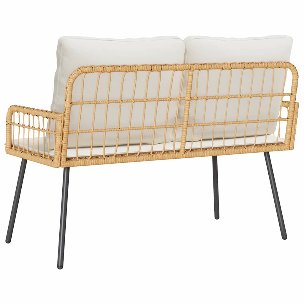 Garden Bench with Cushion Brown 114 x 64 x 78cm Metal