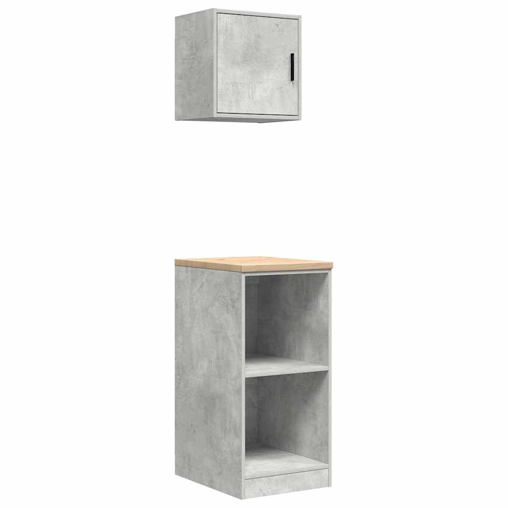 Garage Cabinets 2 pcs Concrete Grey Engineered Wood