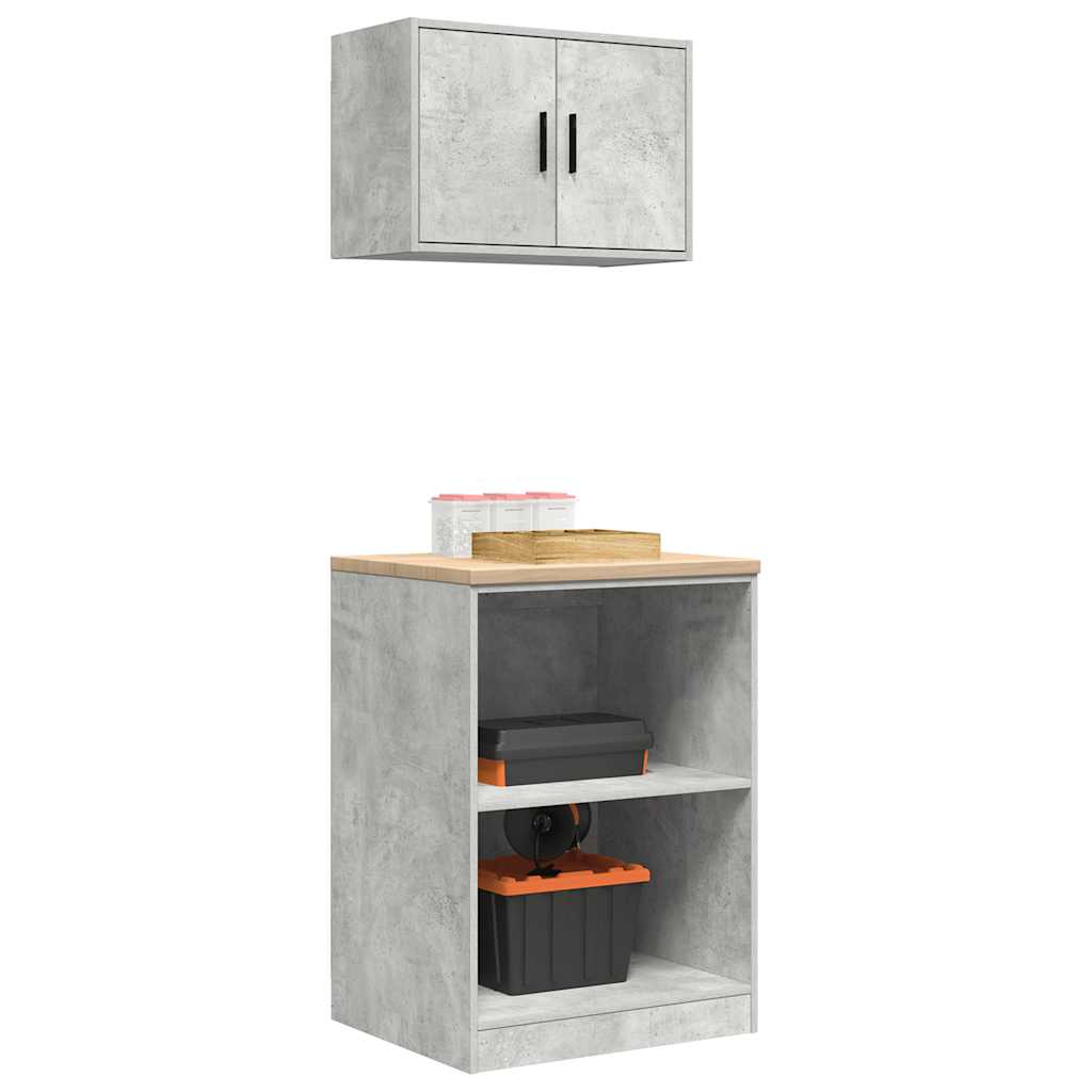 Garage Cabinets 2 pcs Concrete Grey Engineered Wood