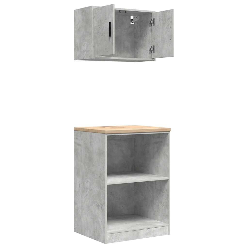 Garage Cabinets 2 pcs Concrete Grey Engineered Wood