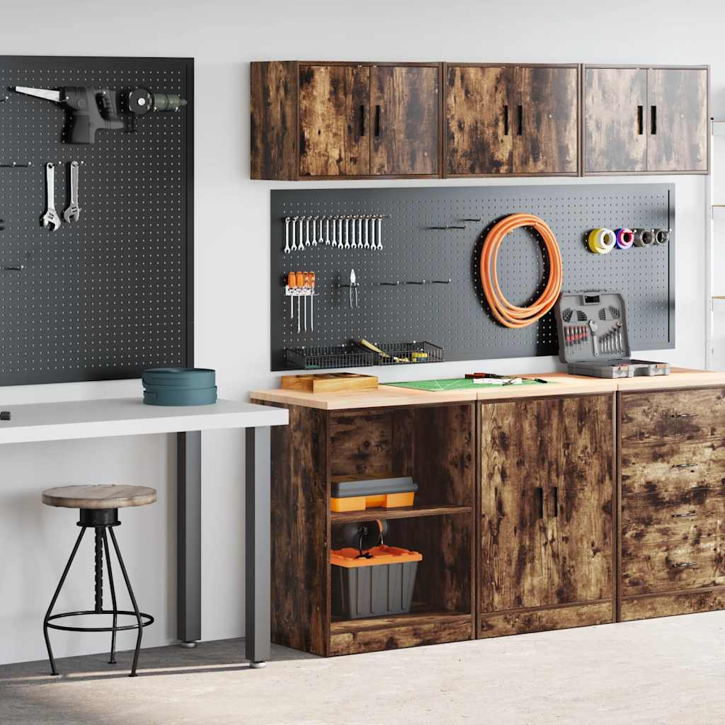 Garage Cabinets 2 pcs Smoked Oak Engineered Wood