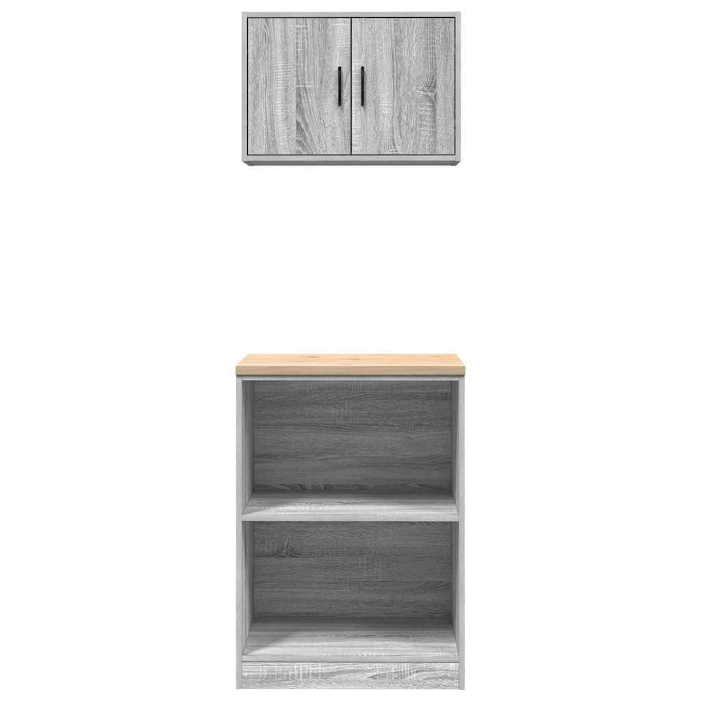Garage Cabinets 2 pcs Grey Sonoma Engineered Wood