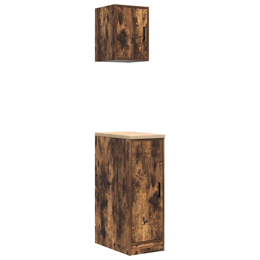 Garage Cabinets 2 pcs Smoked Oak Engineered Wood