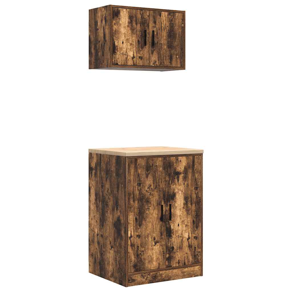 Garage Cabinets 2 pcs Smoked Oak Engineered Wood
