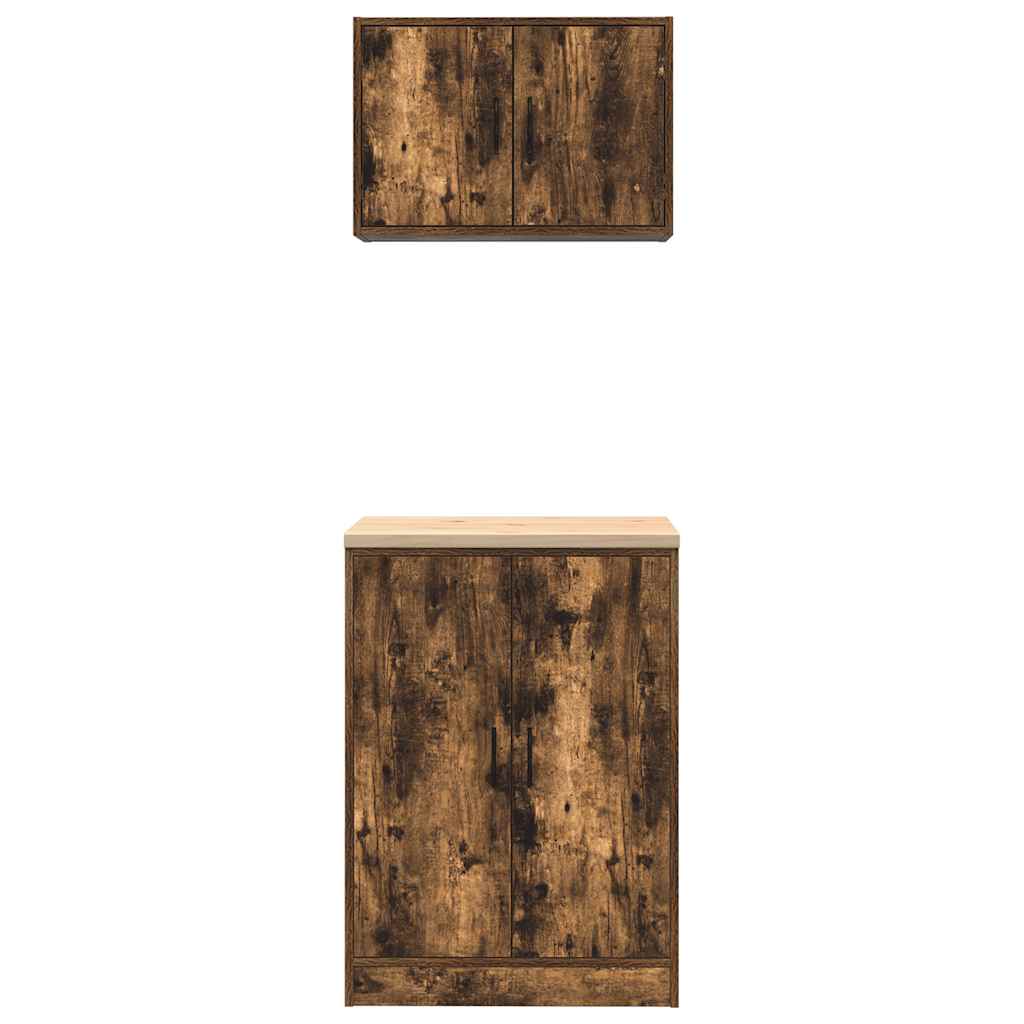 Garage Cabinets 2 pcs Smoked Oak Engineered Wood