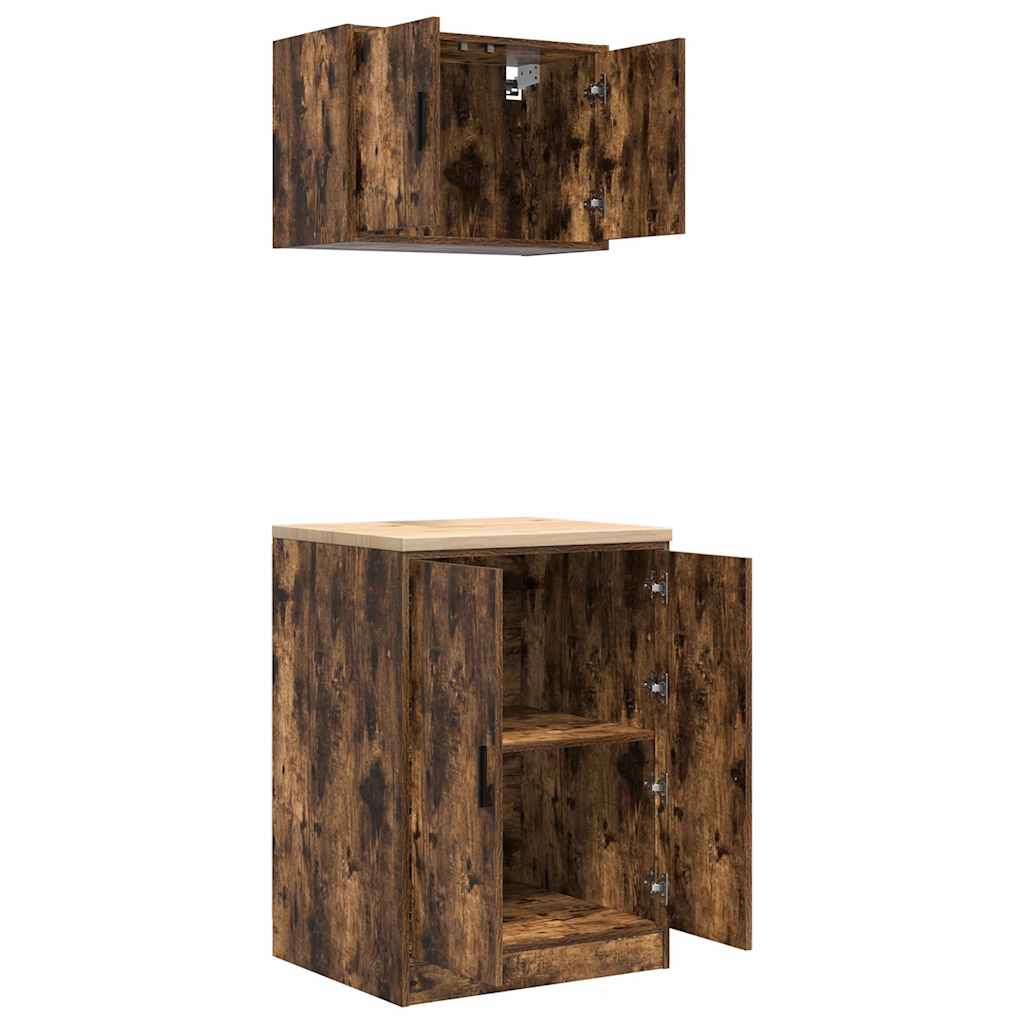 Garage Cabinets 2 pcs Smoked Oak Engineered Wood