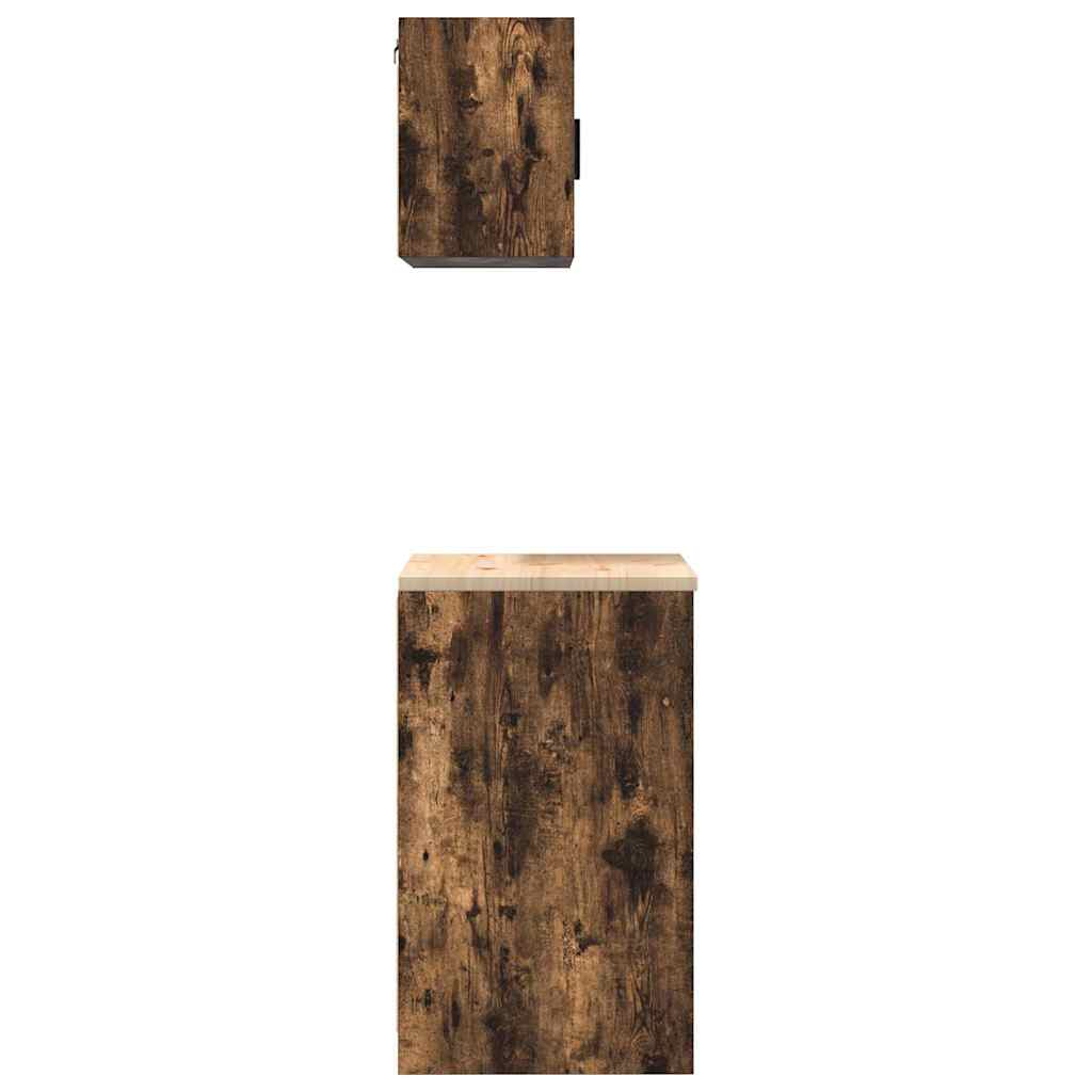 Garage Cabinets 2 pcs Smoked Oak Engineered Wood