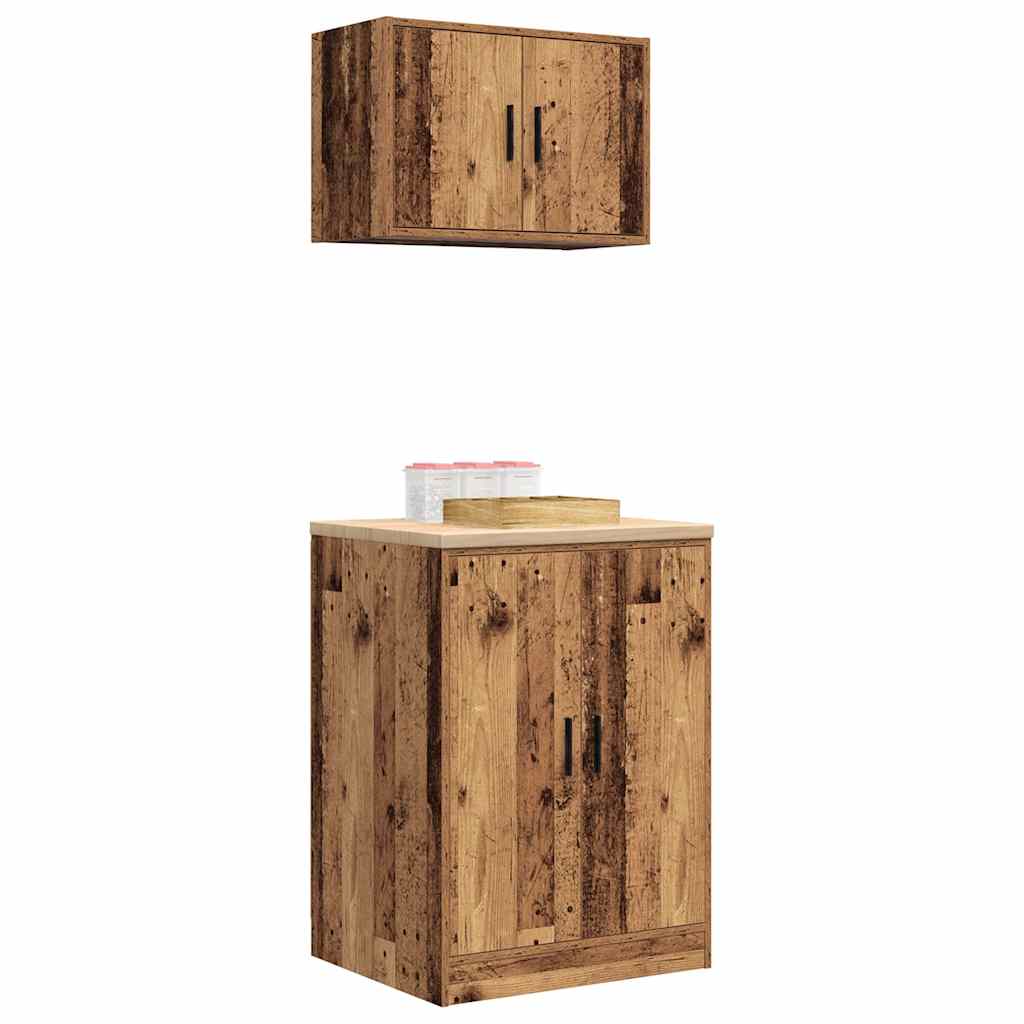 Garage Cabinets 2 pcs Old Wood Engineered Wood