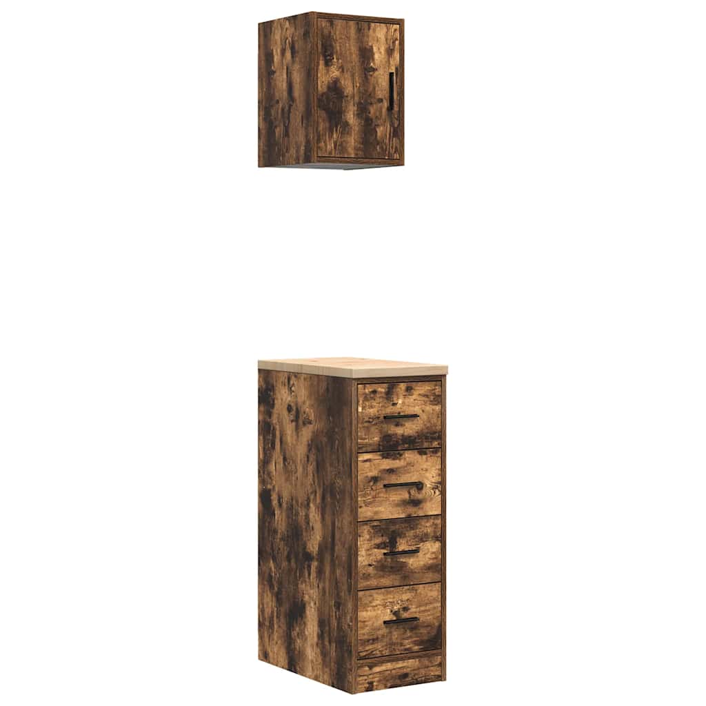 Garage Cabinets 2 pcs Smoked Oak Engineered Wood