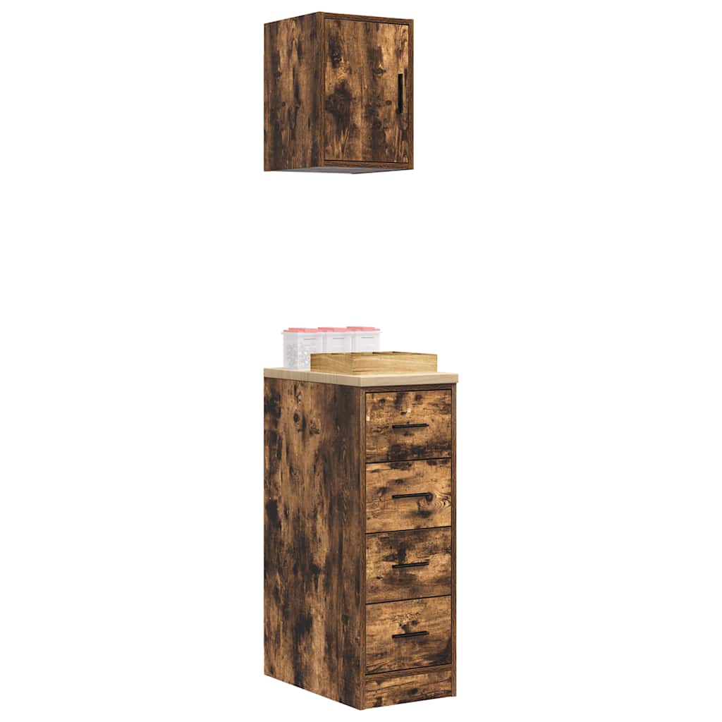Garage Cabinets 2 pcs Smoked Oak Engineered Wood