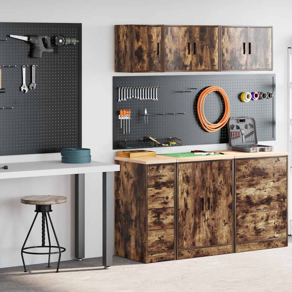 Garage Cabinets 2 pcs Smoked Oak Engineered Wood