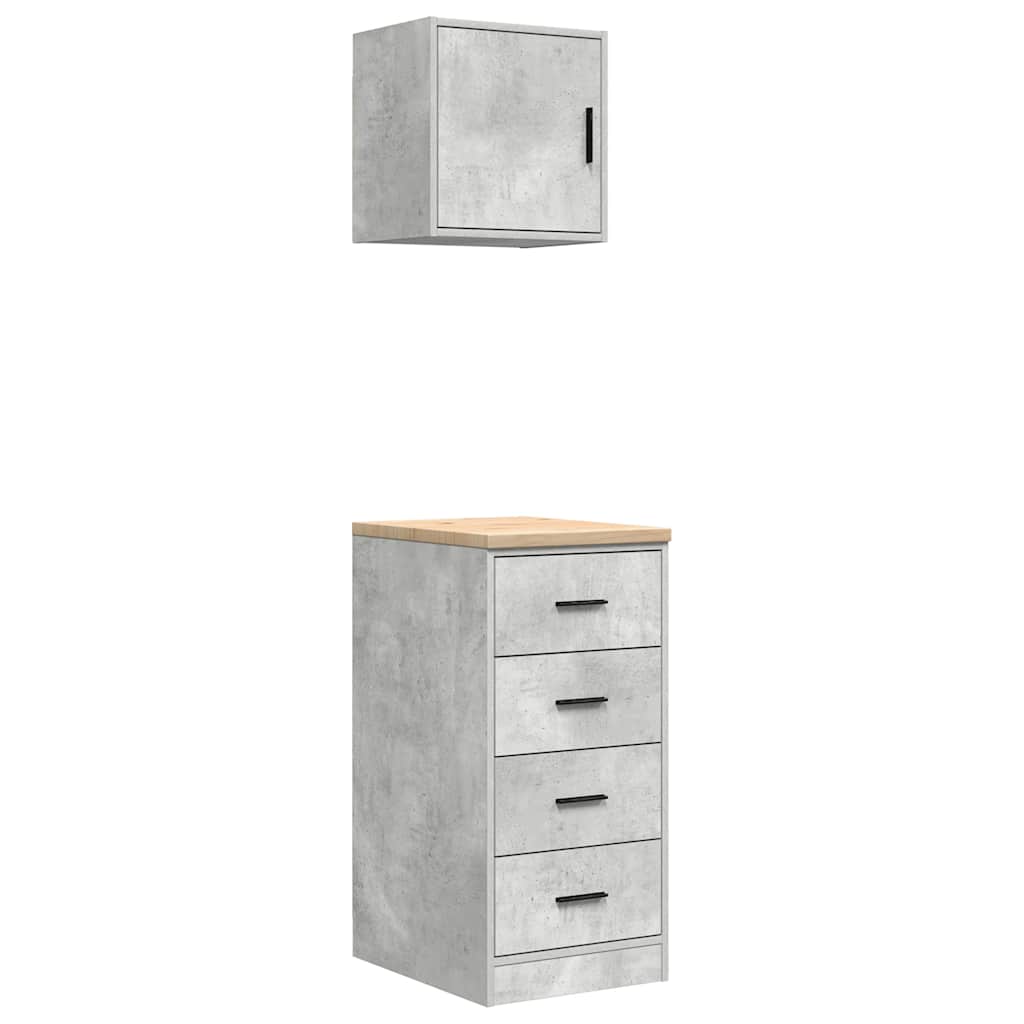 Garage Cabinets 2 pcs Concrete Grey Engineered Wood