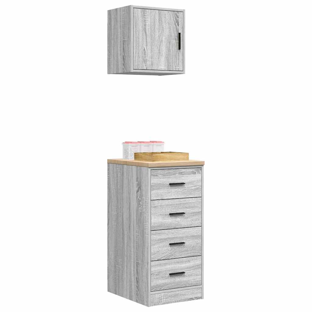 Garage Cabinets 2 pcs Concrete Grey Engineered Wood