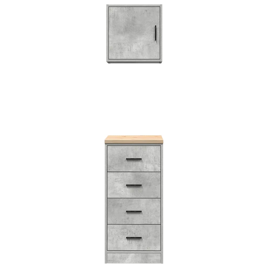 Garage Cabinets 2 pcs Concrete Grey Engineered Wood