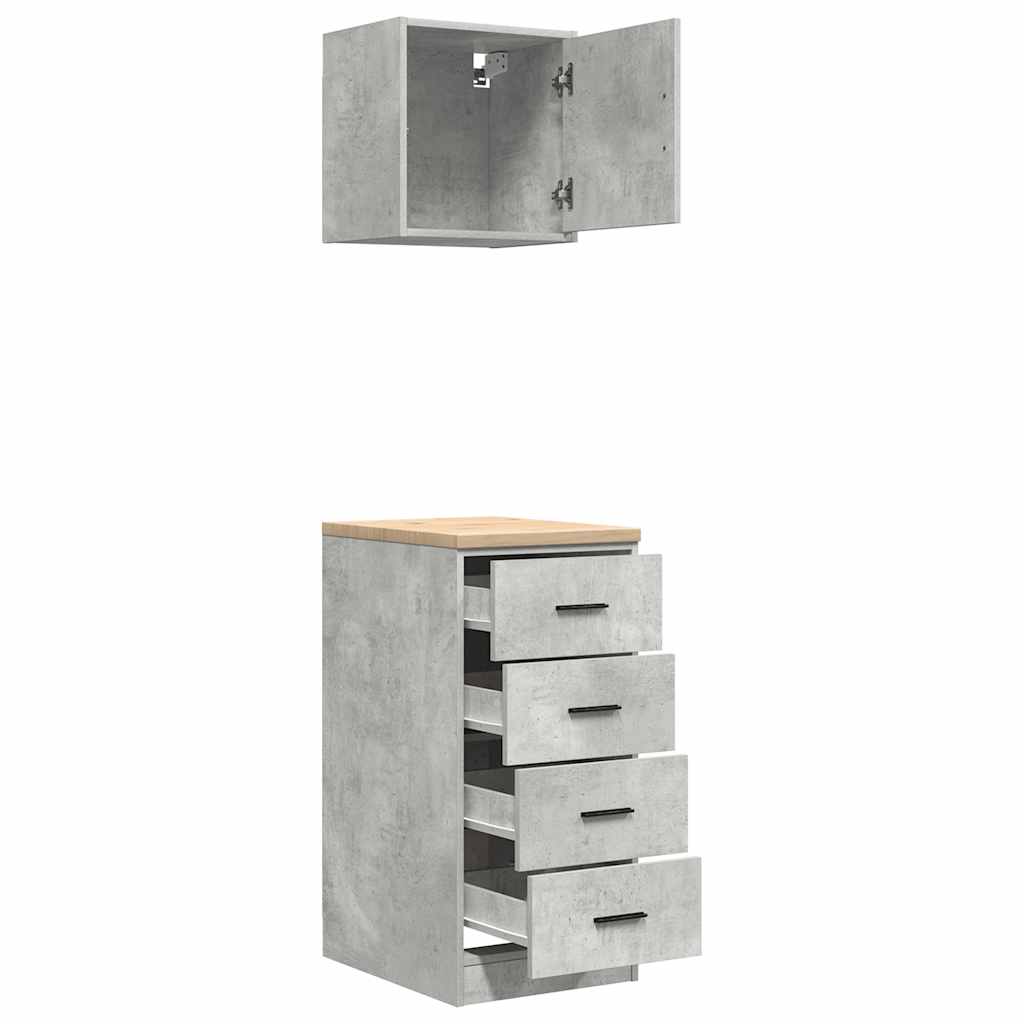 Garage Cabinets 2 pcs Concrete Grey Engineered Wood