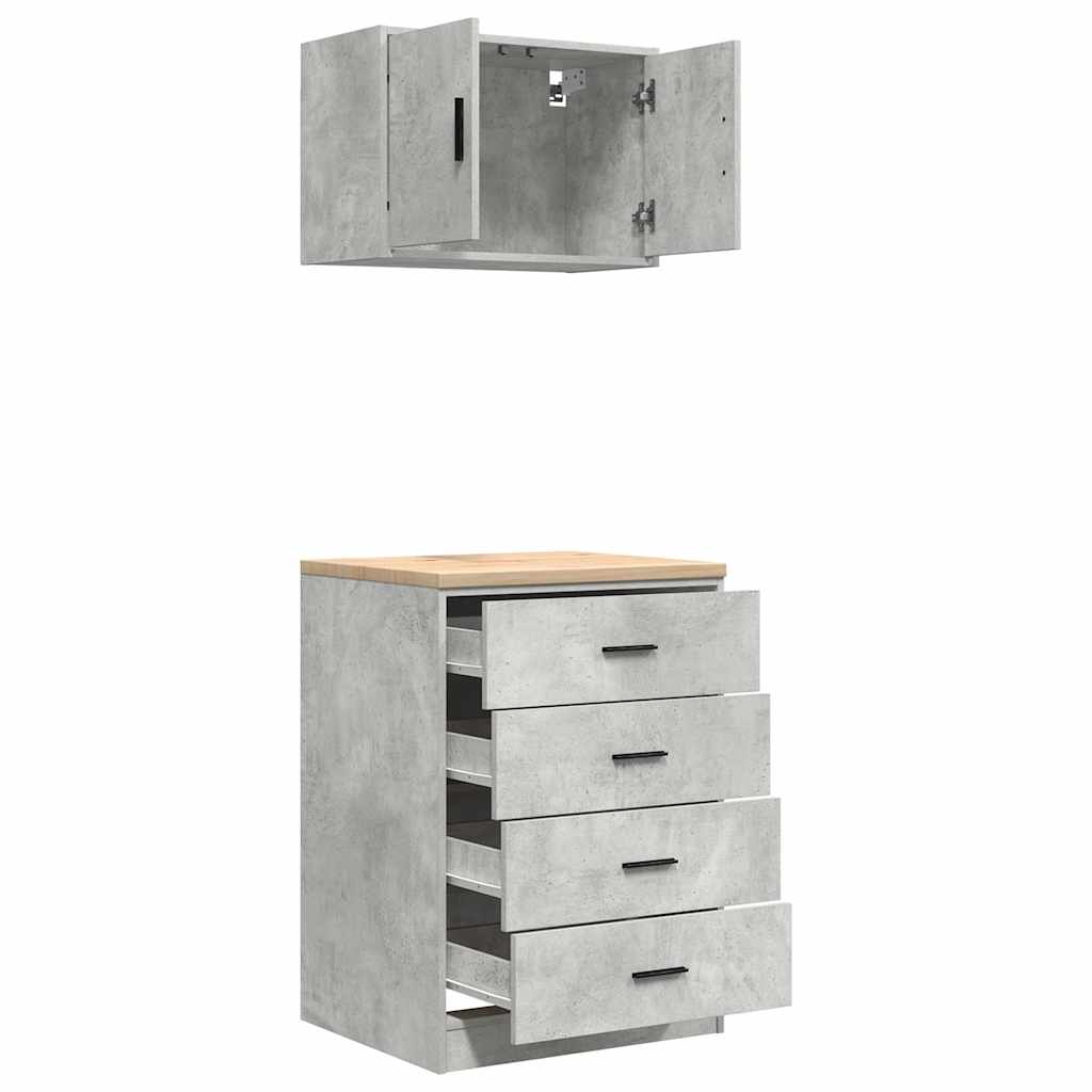 Garage Cabinets 2 pcs Concrete Grey Engineered Wood