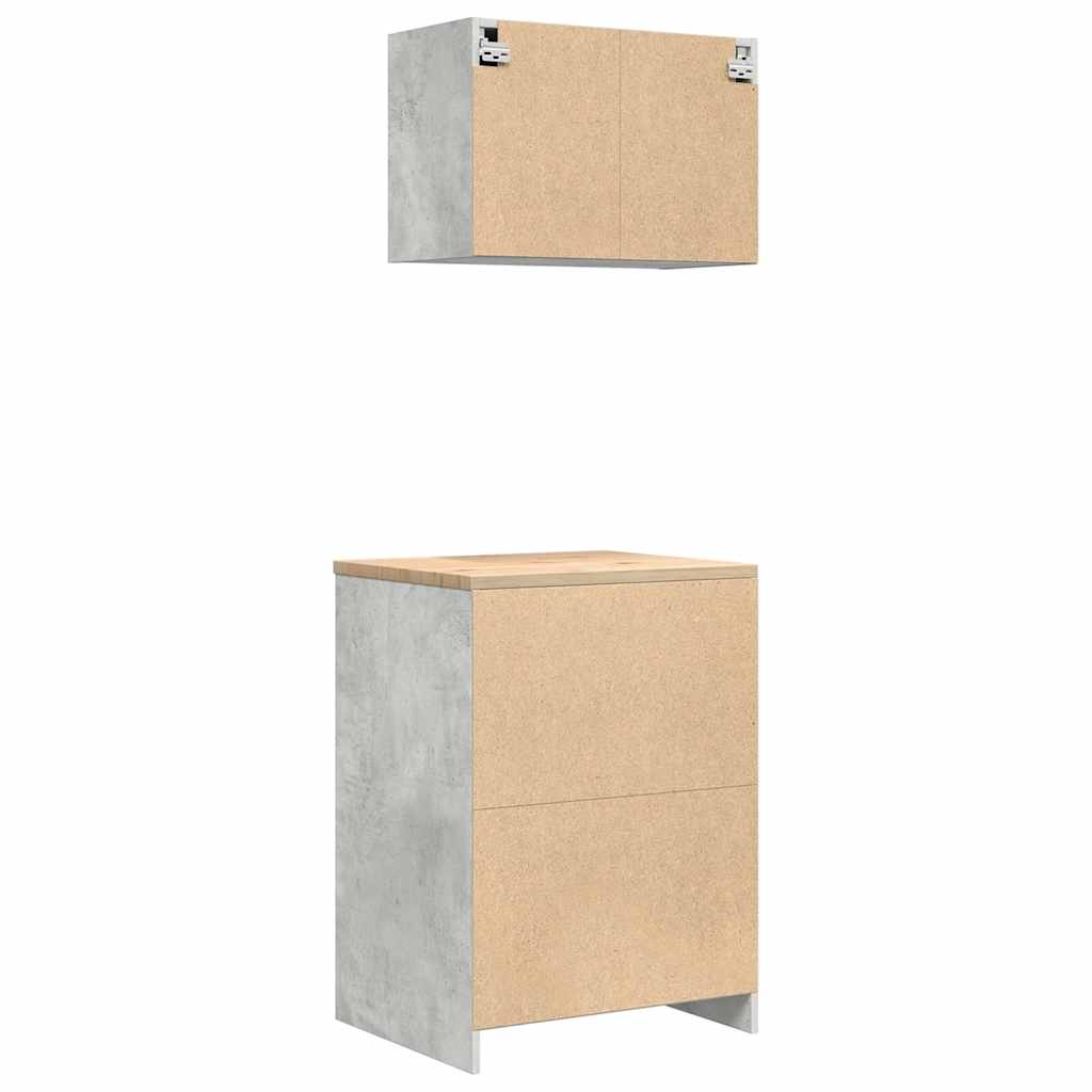 Garage Cabinets 2 pcs Concrete Grey Engineered Wood