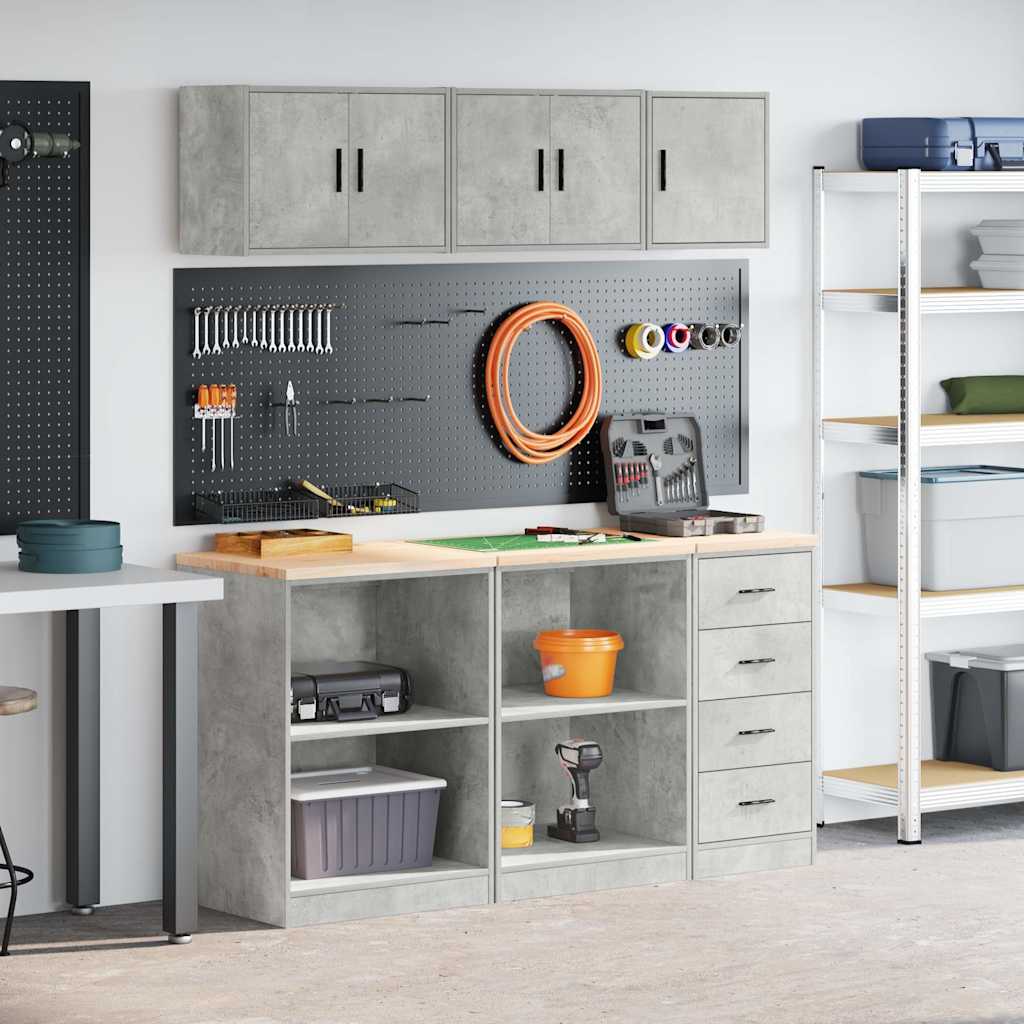Garage Cabinets 6 pcs Concrete Grey Engineered Wood