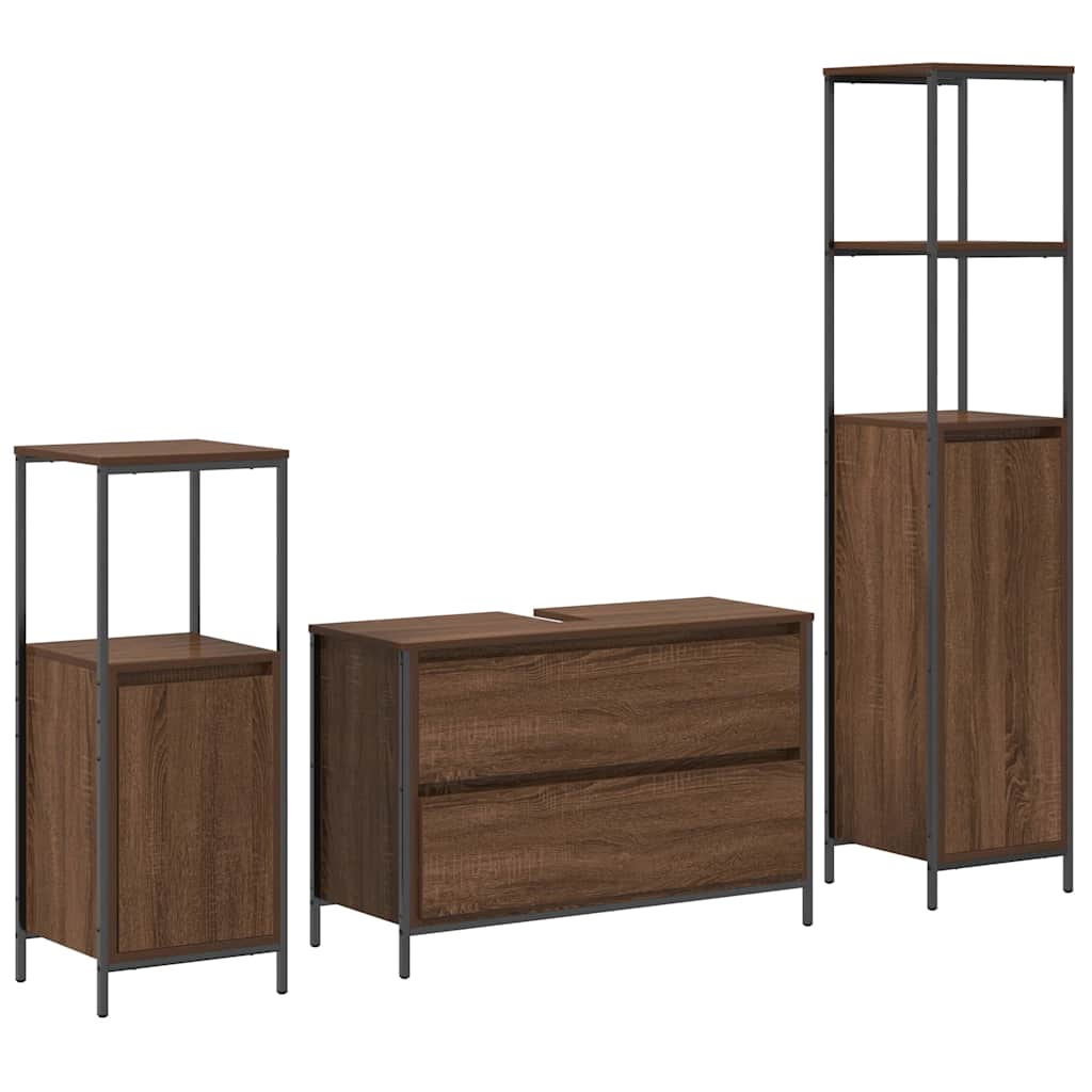 Bathroom Furniture Set 3 pcs Brown oak 90 x 34.5 x 60 cm
