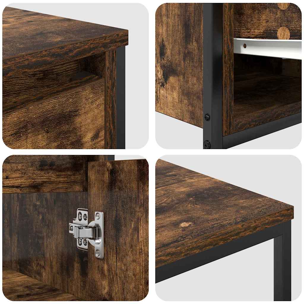 Bathroom Furniture Set with Drawer 2 pcs Smoked oak and Black