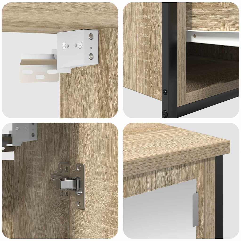 Bathroom Furniture Set with Shelf 5 pcs Sonoma oak and Black
