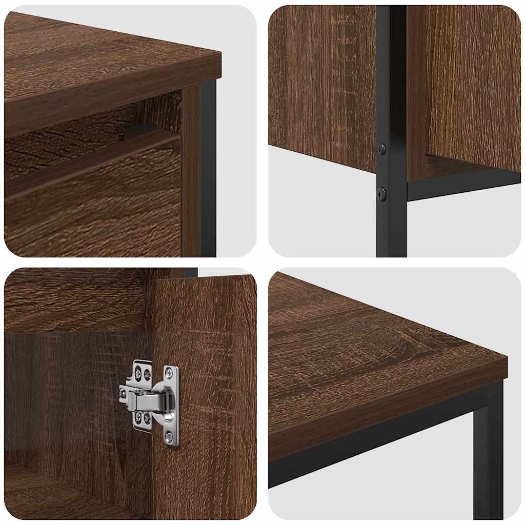 Bathroom Furniture Set with Shelf 3 pcs Brown oak and Black