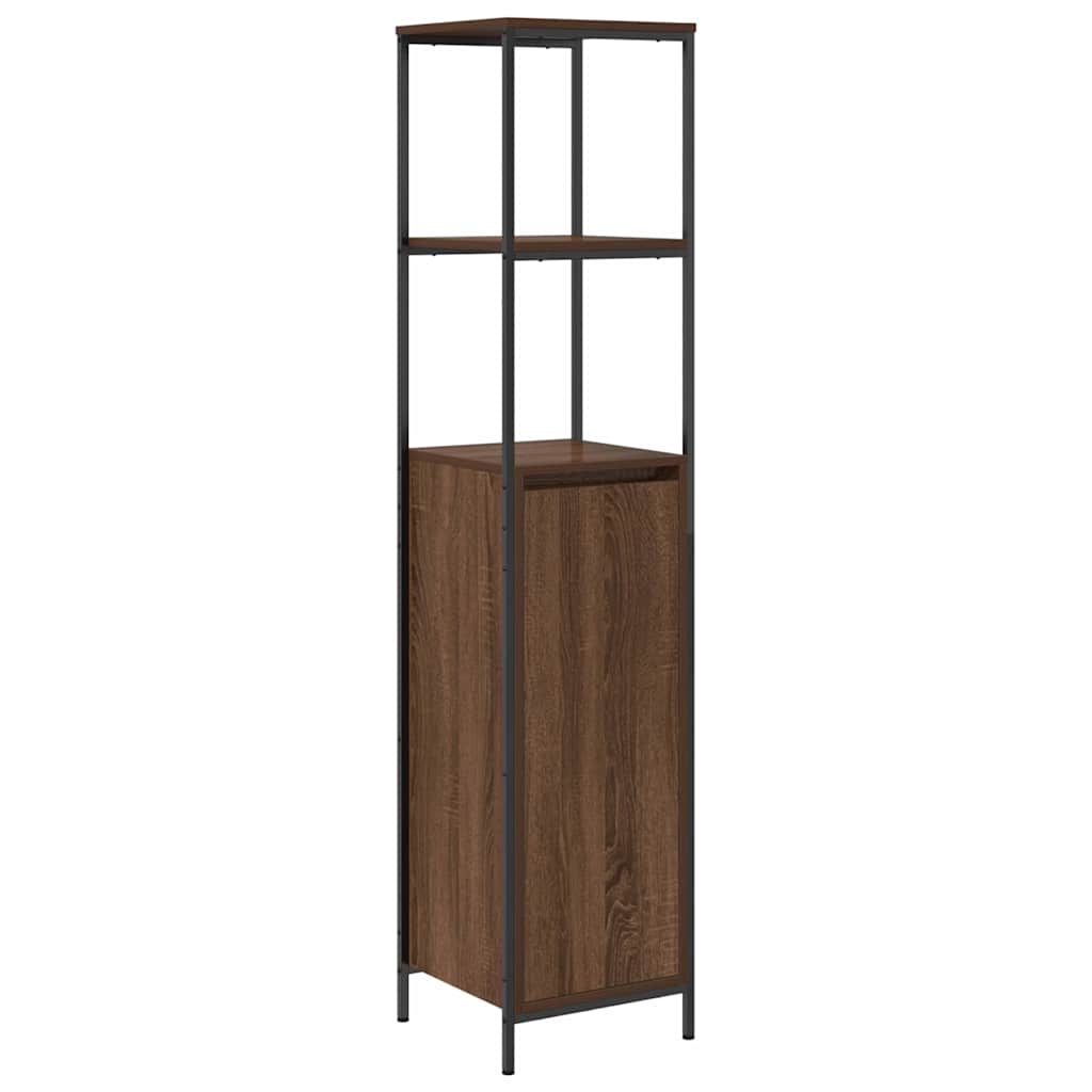 Bathroom Furniture Set with Shelf 3 pcs Brown oak and Black