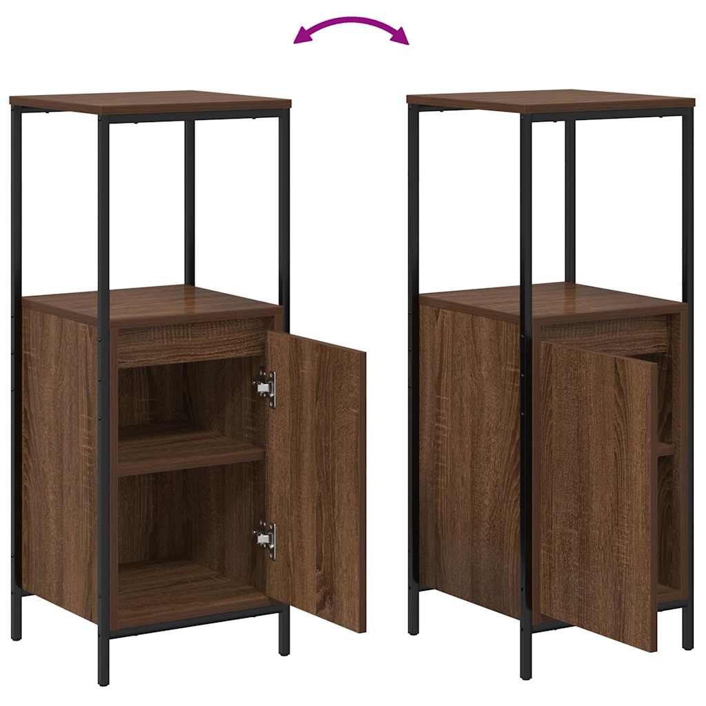 Bathroom Furniture Set with Shelf 5 pcs Brown oak and Black