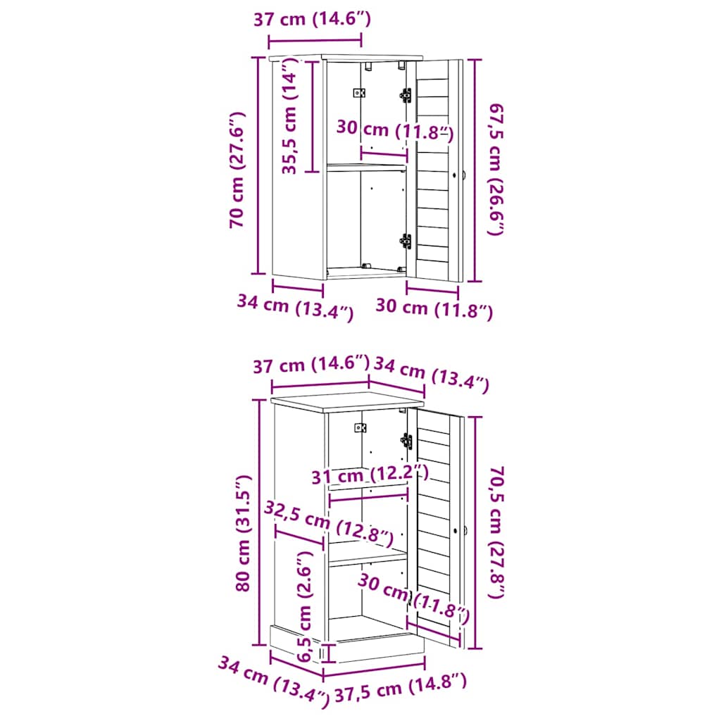 Bathroom Furniture Set VIGO 2 pcs Antique white 37 x 34 x 80 cm