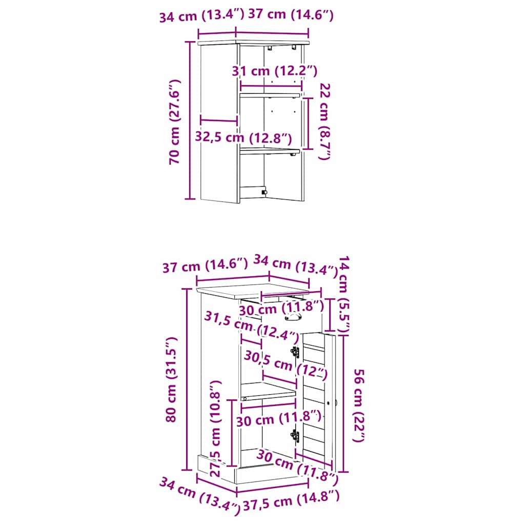 Bathroom Furniture Set VIGO 2 pcs Brown and Honey brown