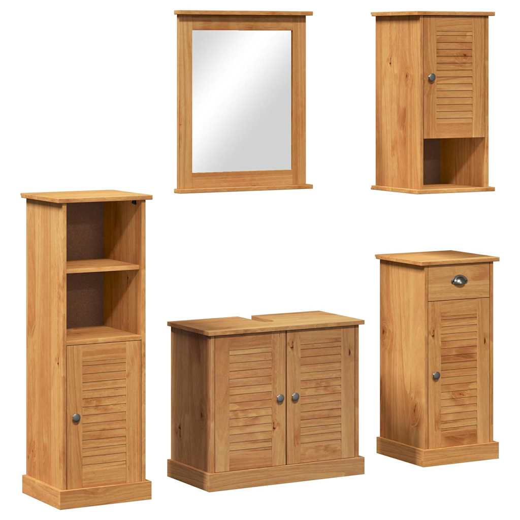 Bathroom Furniture Set VIGO 5 pcs Honey brown 37 x 34 x 110 cm