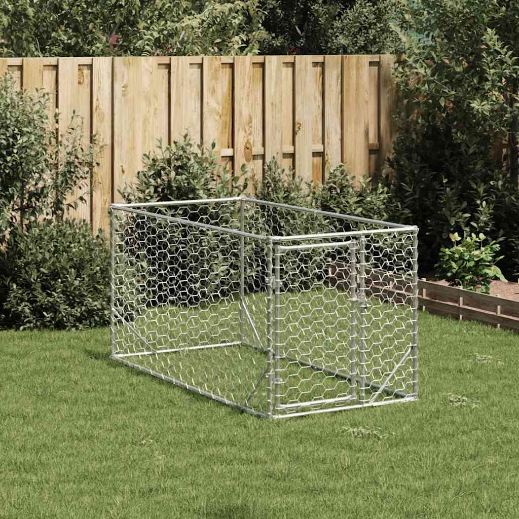 Outdoor Dog Kennel with Door 2x1x1 m Galvanised Steel