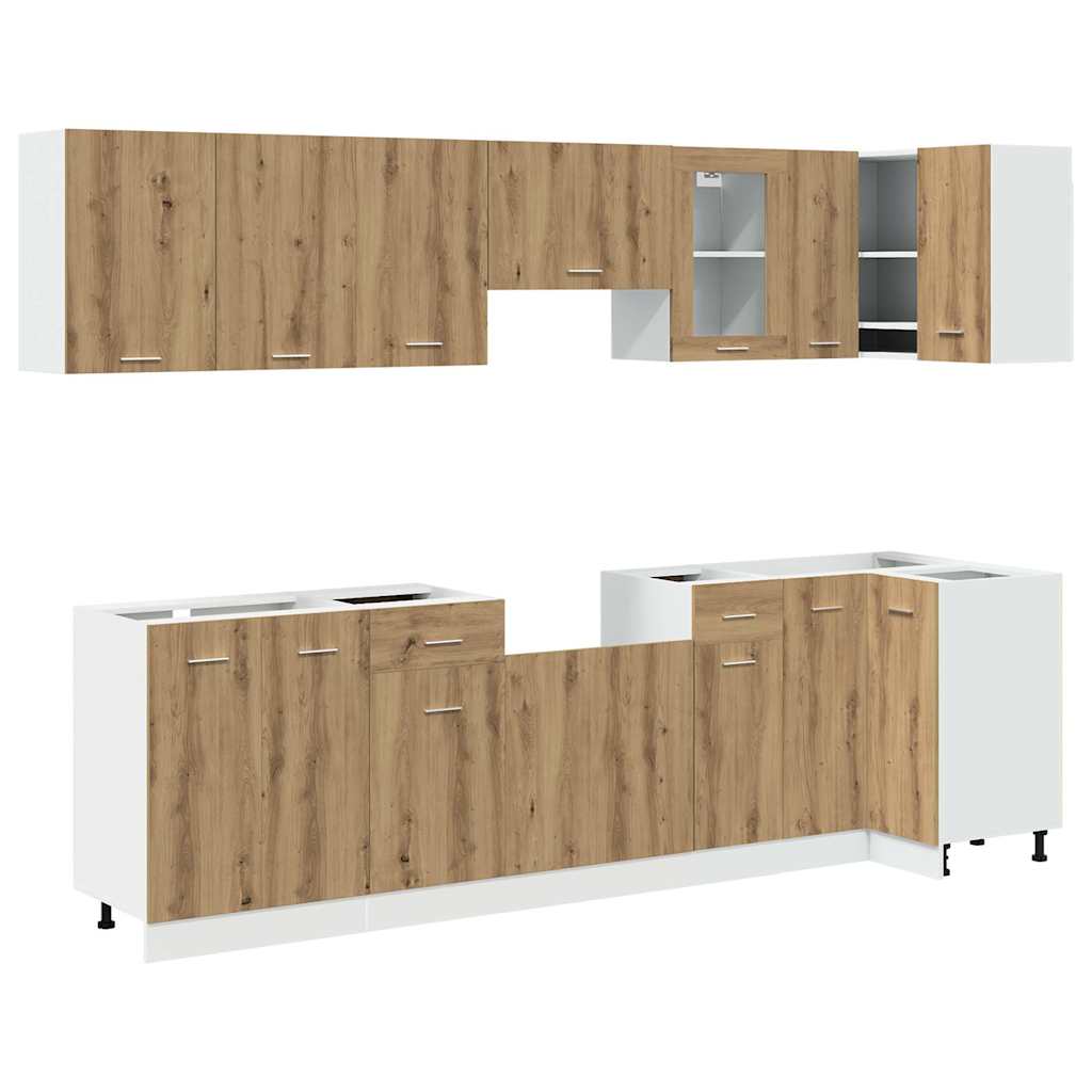 11 Piece Kitchen Cabinet Set Lyon Artisan Oak Engineered Wood