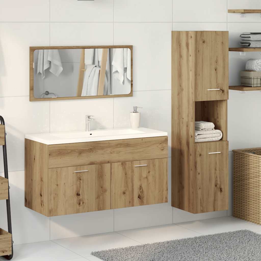 3 Piece Bathroom Furniture Set Artisan Oak Engineered Wood