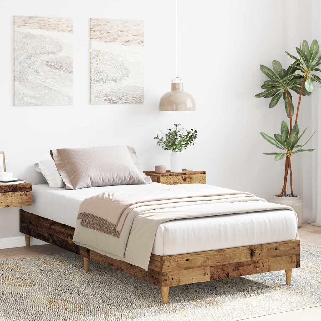 Bed Frame No Mattress Old Wood 100x200 cm Engineered Wood