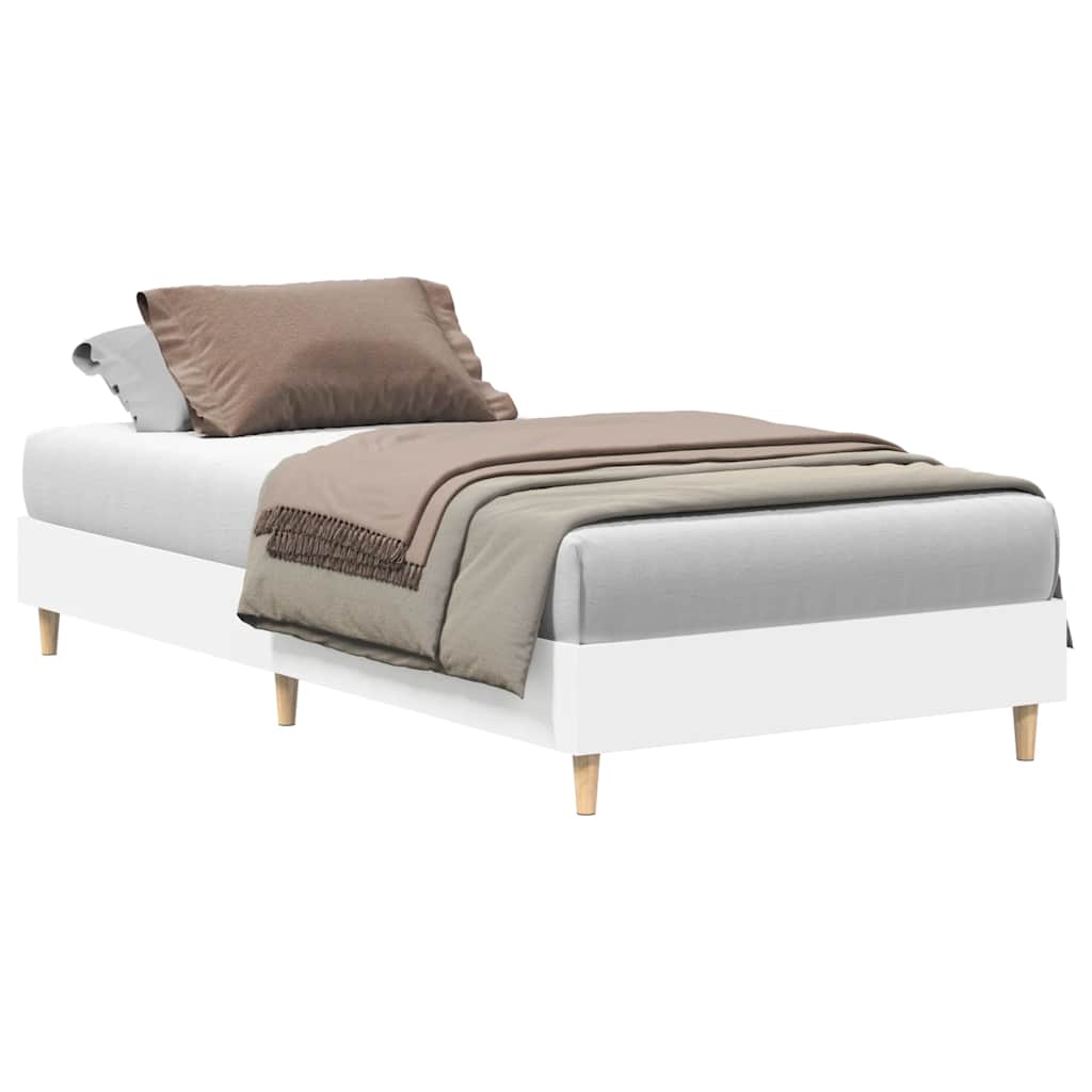 Bed Frame No Mattress White 75x190 cm Small Single Engineered Wood