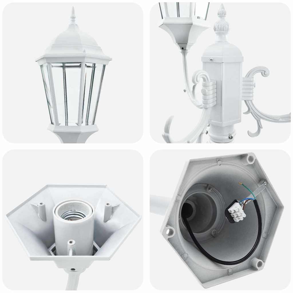 Garden Light Post White Aluminium and Glass