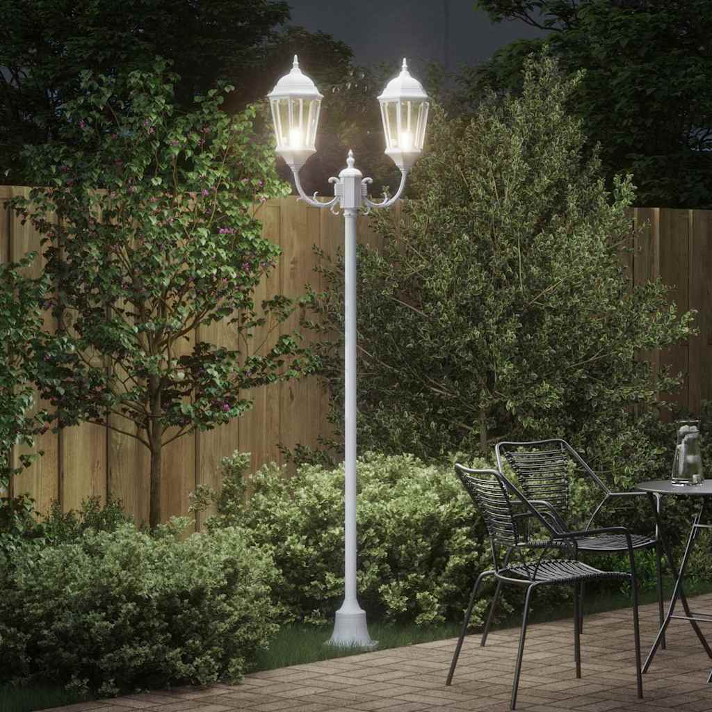 Garden Light Post White Aluminium and Glass