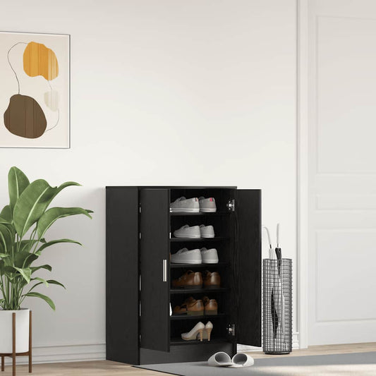 Shoe Cabinet Black Oak 60x35x92 cm Engineered Wood