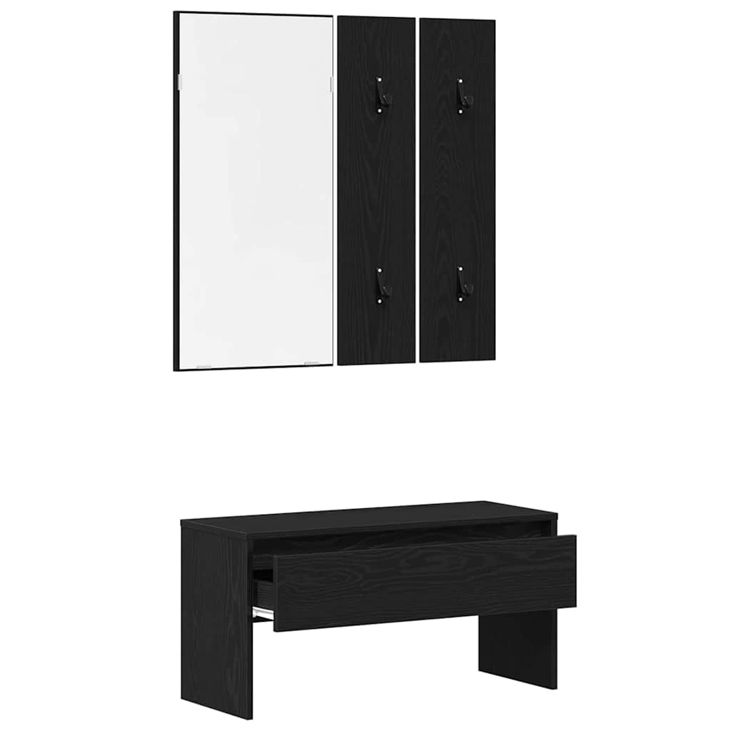 Hallway Furniture Set 4 pcs Black oak 80 x 30.5 x 40 cm