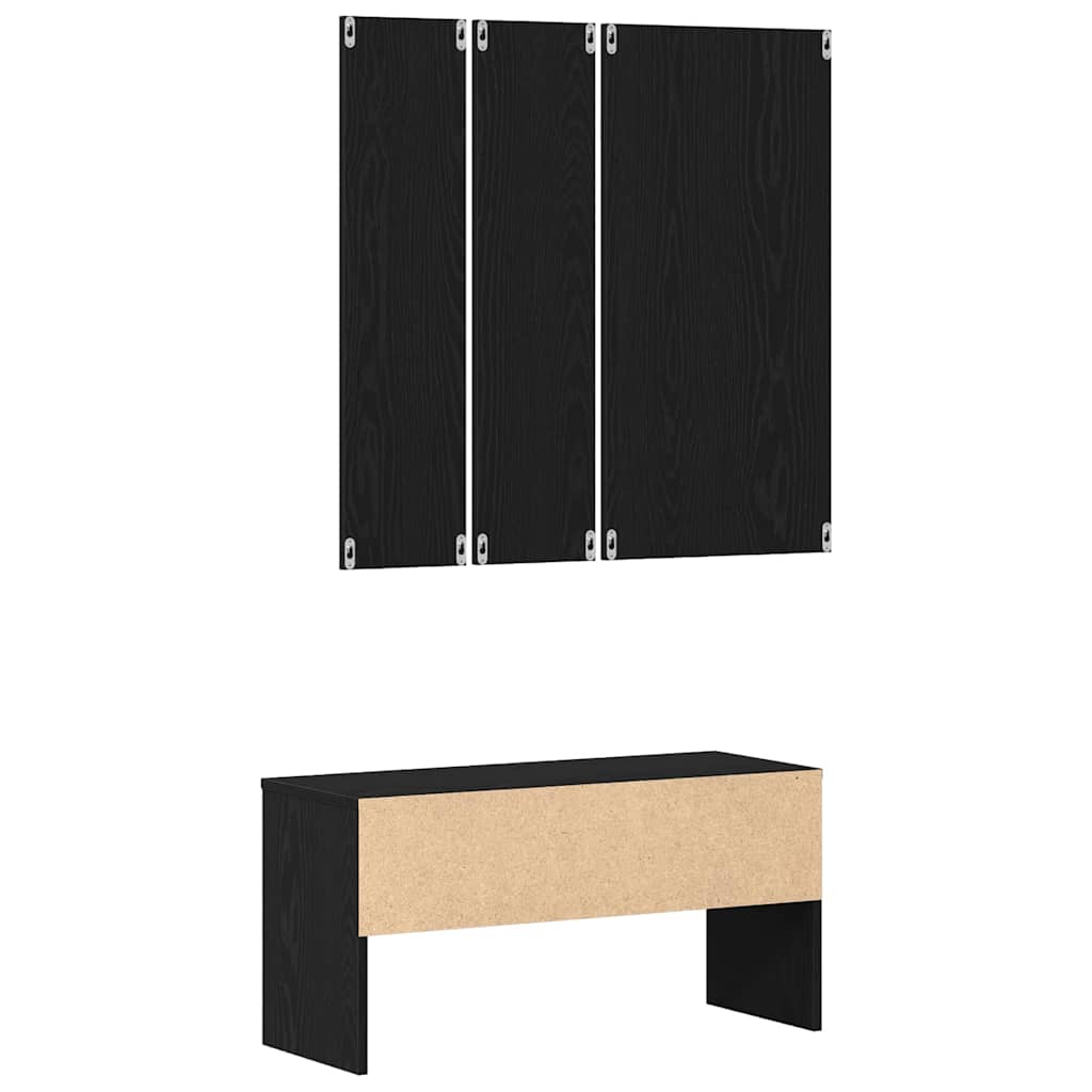Hallway Furniture Set 4 pcs Black oak 80 x 30.5 x 40 cm