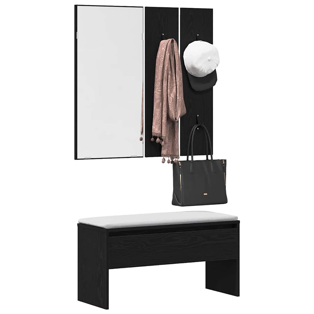 Hallway Furniture Set 4 pcs Black oak 80 x 30.5 x 40 cm