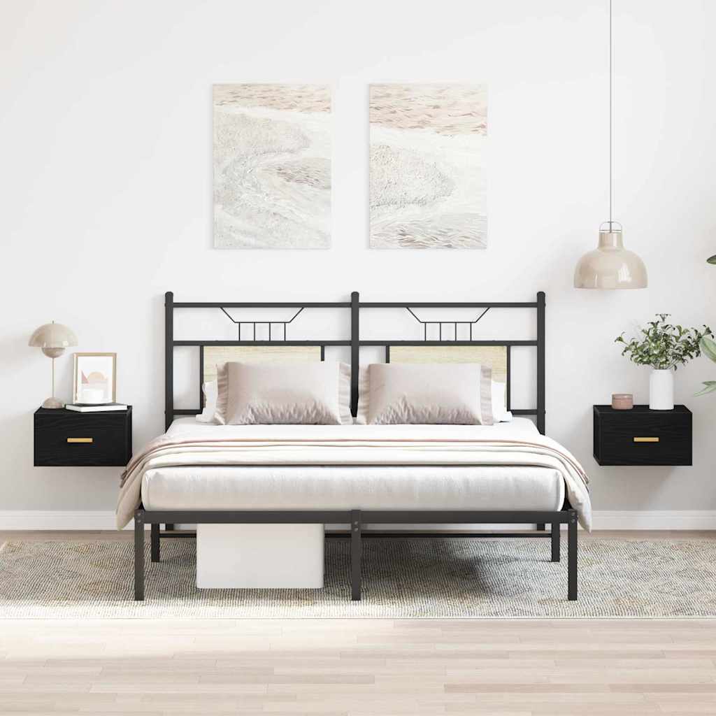 Wall-mounted Bedside Cabinet 2 pcs Black oak 35 x 35 x 20 cm