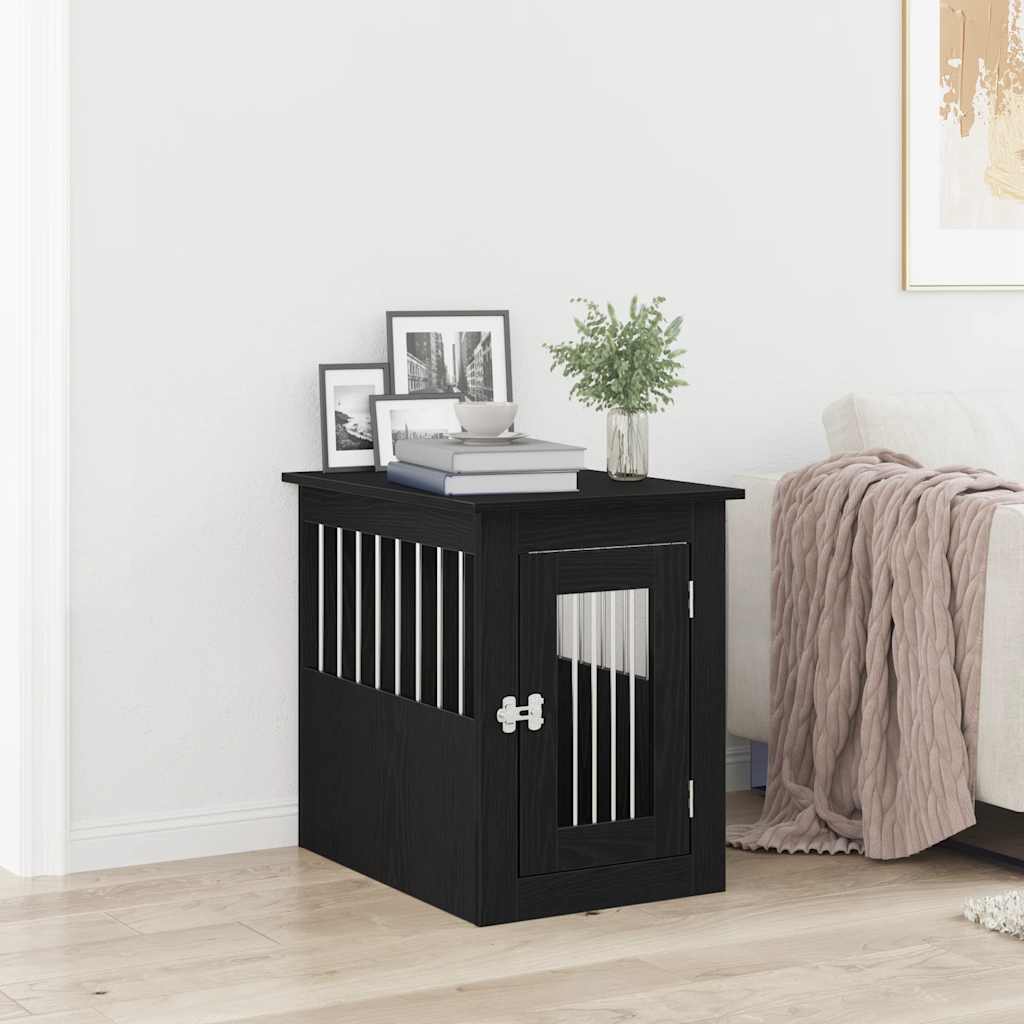 Dog Crate Furniture Black Oak 62x45x59 cm Engineered Wood