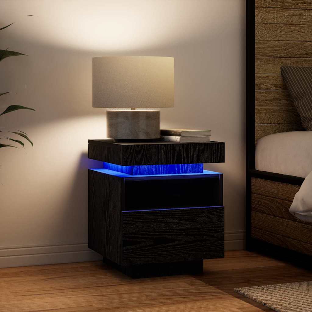 Bedside Cabinet Black oak 40 x 39 x 48.5 cm Engineered wood