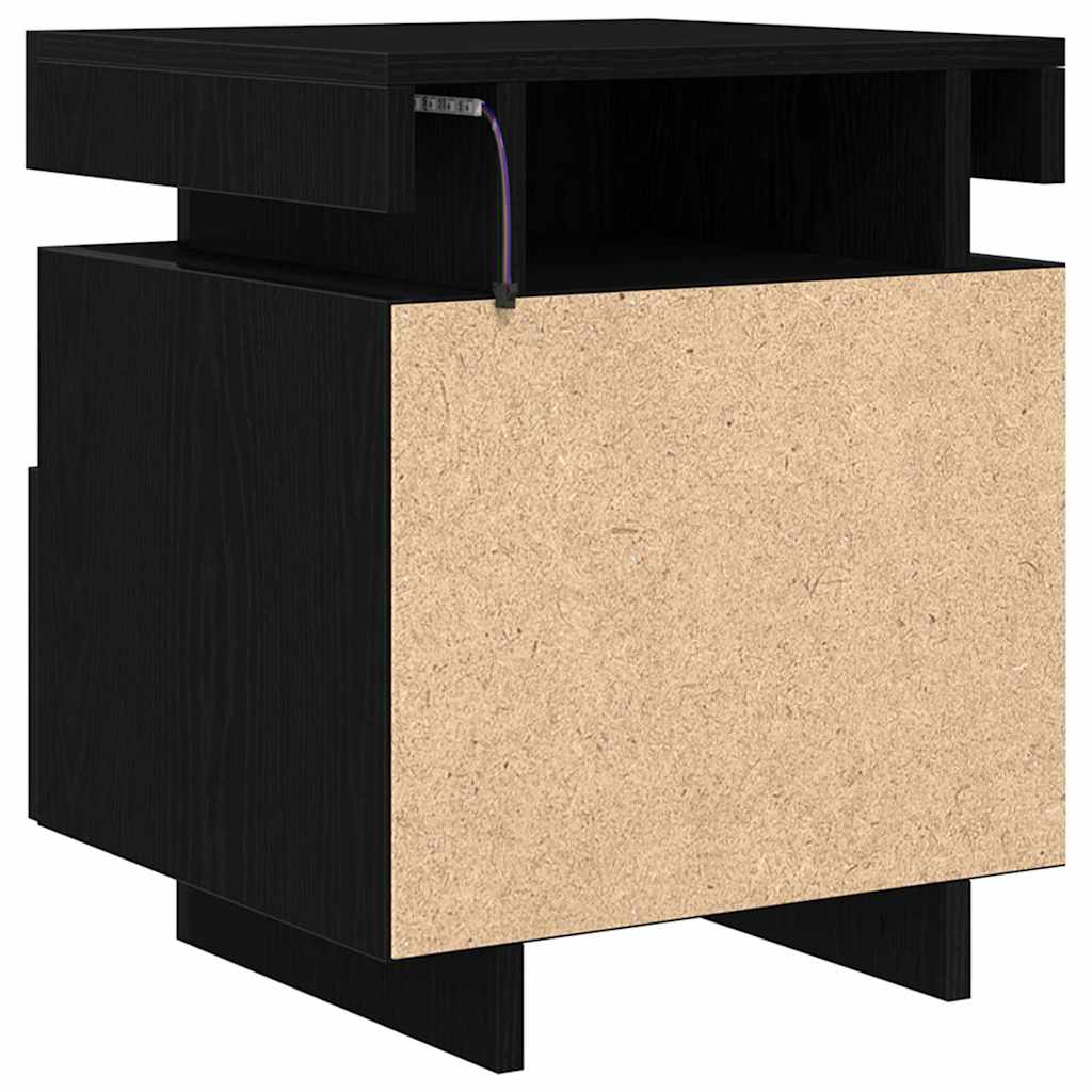 Bedside Cabinet Black oak 40 x 39 x 48.5 cm Engineered wood