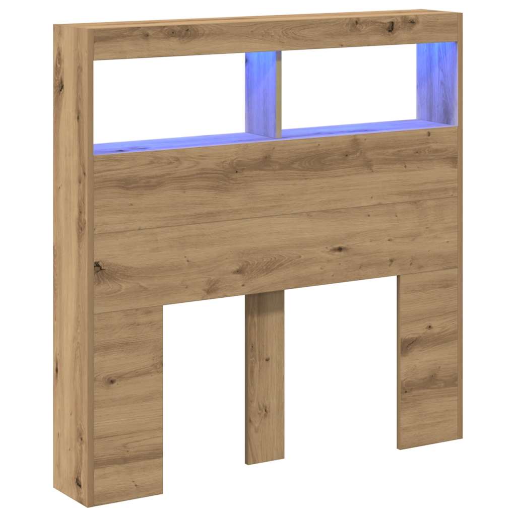 Headboard Cabinet with LED Artisan Oak 100x17x102 cm