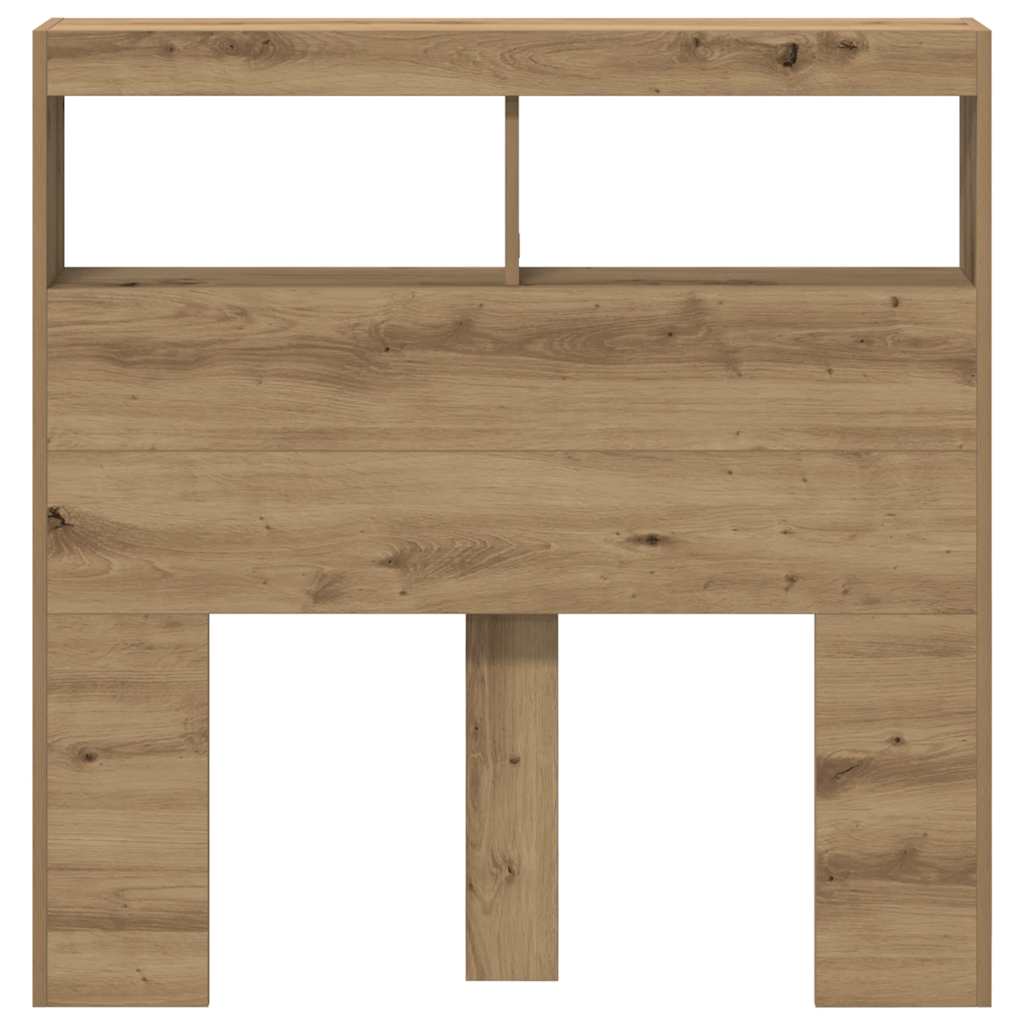 Headboard Cabinet with LED Artisan Oak 100x17x102 cm