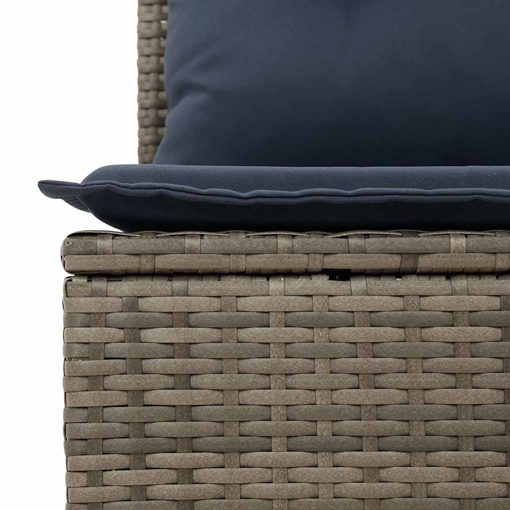 2 Piece Garden Sofa Set with Cushions Grey Poly Rattan Acacia