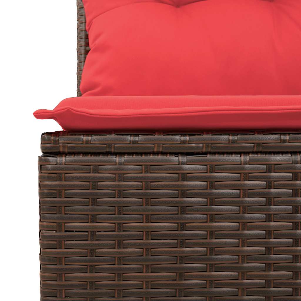 2 Piece Garden Sofa Set with Cushions Brown Poly Rattan Acacia
